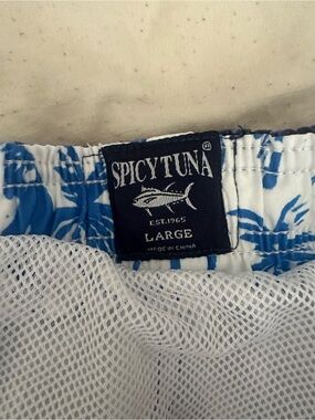 Spicy Tuna Blue Floral Kids Swim Shorts - Large
